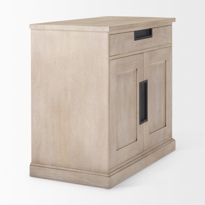 Braxton Beige Wood W/Black Accents 2 Door Accent Cabinet Decor Mercana