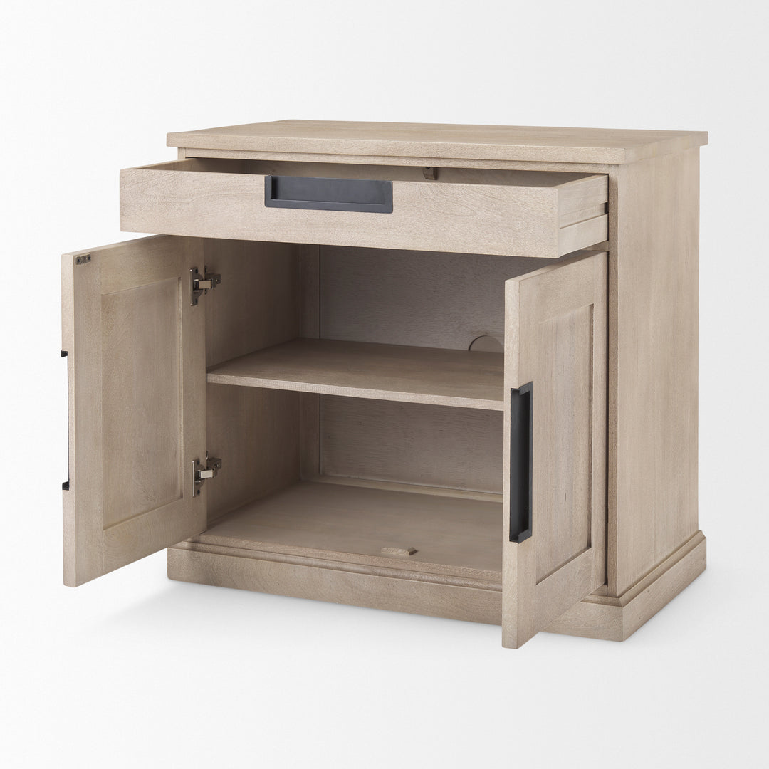 Braxton Beige Wood W/Black Accents 2 Door Accent Cabinet Decor Mercana