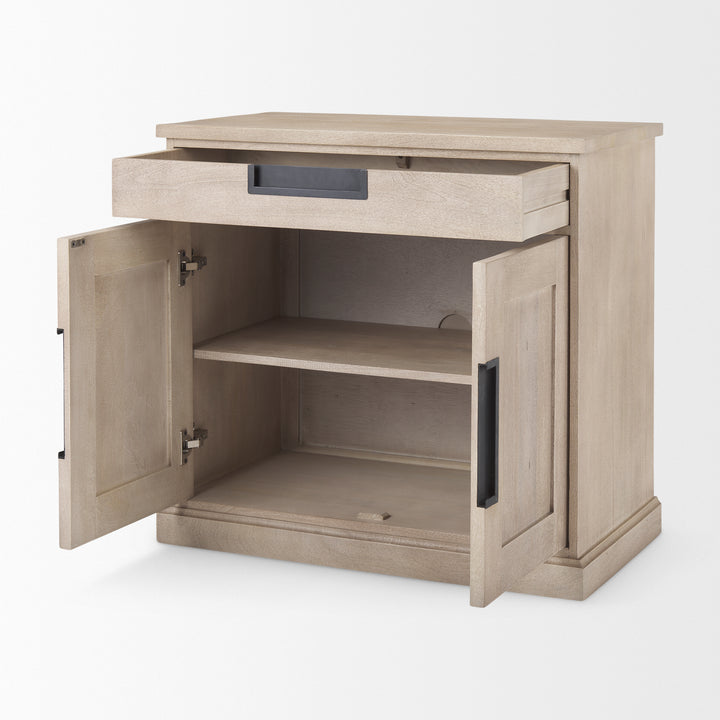 Braxton Beige Wood W/Black Accents 2 Door Accent Cabinet Decor Mercana