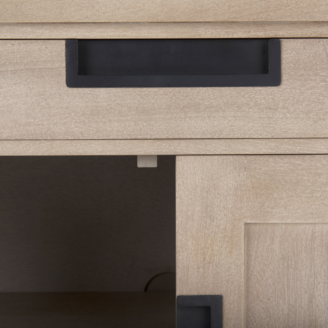 Braxton Beige Wood W/Black Accents 2 Door Accent Cabinet Decor Mercana