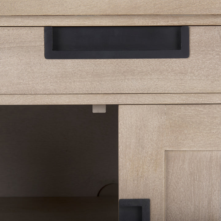 Braxton Beige Wood W/Black Accents 2 Door Accent Cabinet Decor Mercana