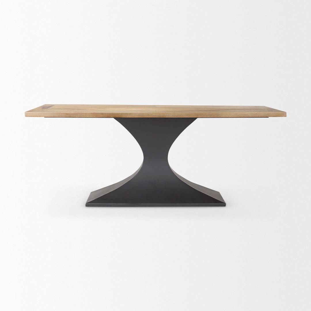 Maxton Light Brown Wood w/ Dark Gunmetal Iron Metal Dining Table Dining Room Mercana