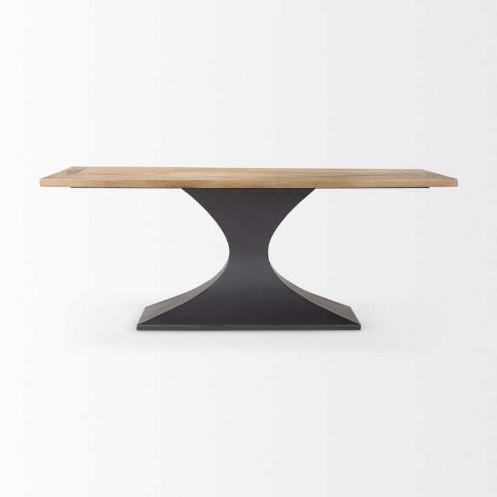 Maxton Light Brown Wood w/ Dark Gunmetal Iron Metal Dining Table Dining Room Mercana