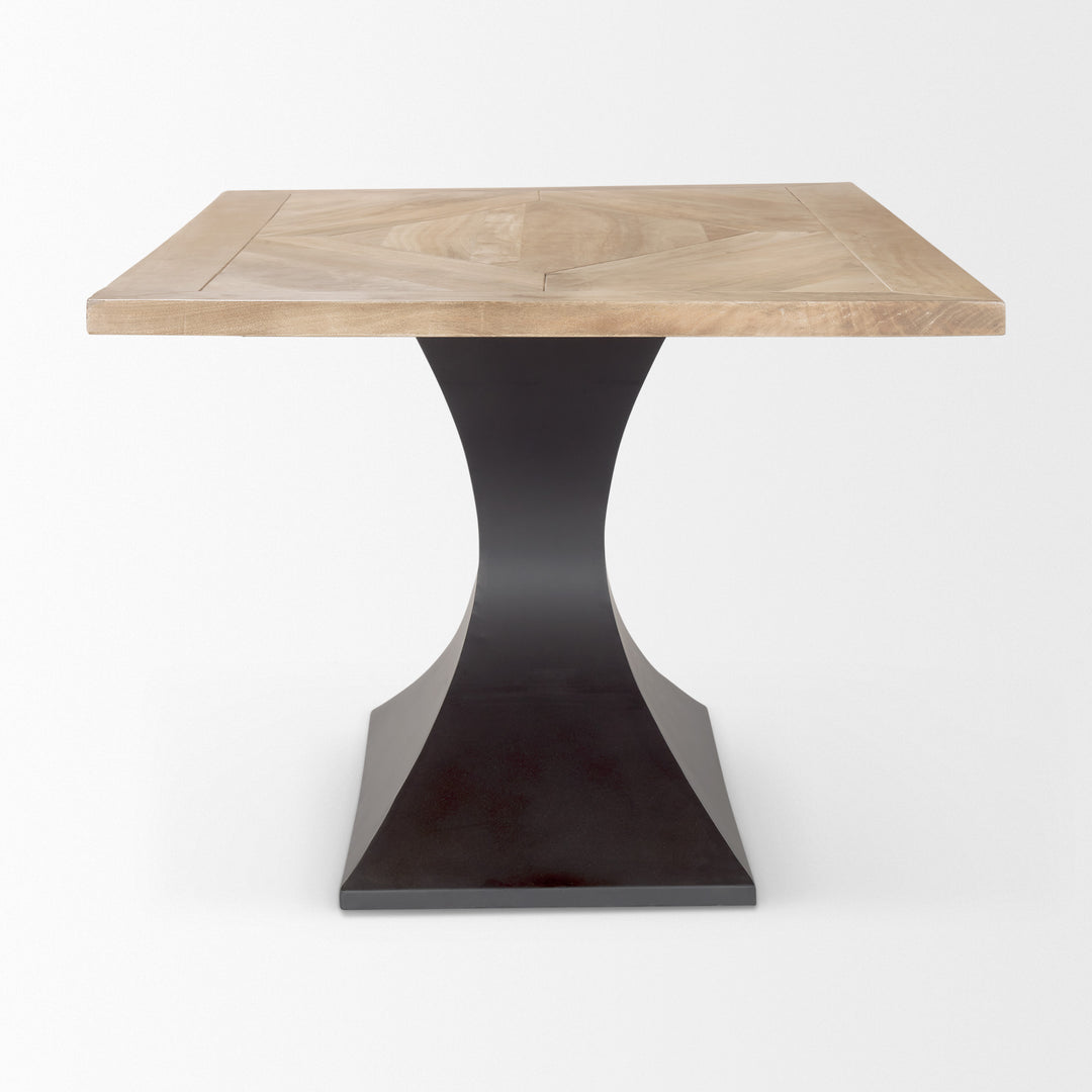 Maxton Light Brown Wood w/ Dark Gunmetal Iron Metal Dining Table Dining Room Mercana