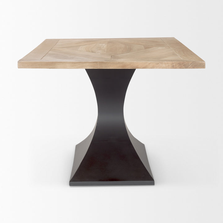 Maxton Light Brown Wood w/ Dark Gunmetal Iron Metal Dining Table Dining Room Mercana
