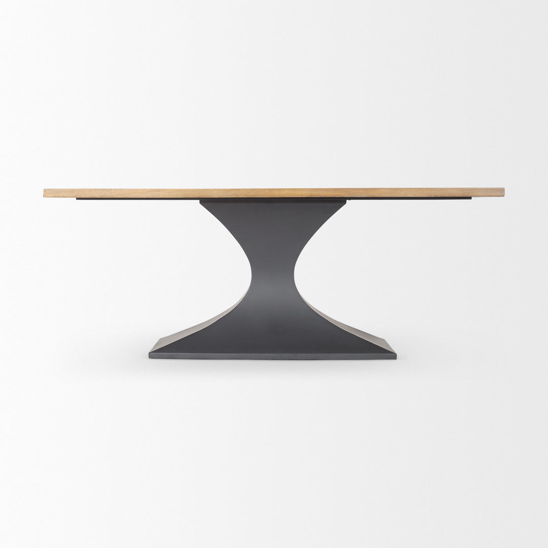Maxton Light Brown Wood w/ Dark Gunmetal Iron Metal Dining Table Dining Room Mercana