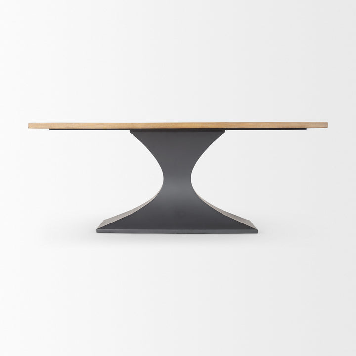 Maxton Light Brown Wood w/ Dark Gunmetal Iron Metal Dining Table Dining Room Mercana