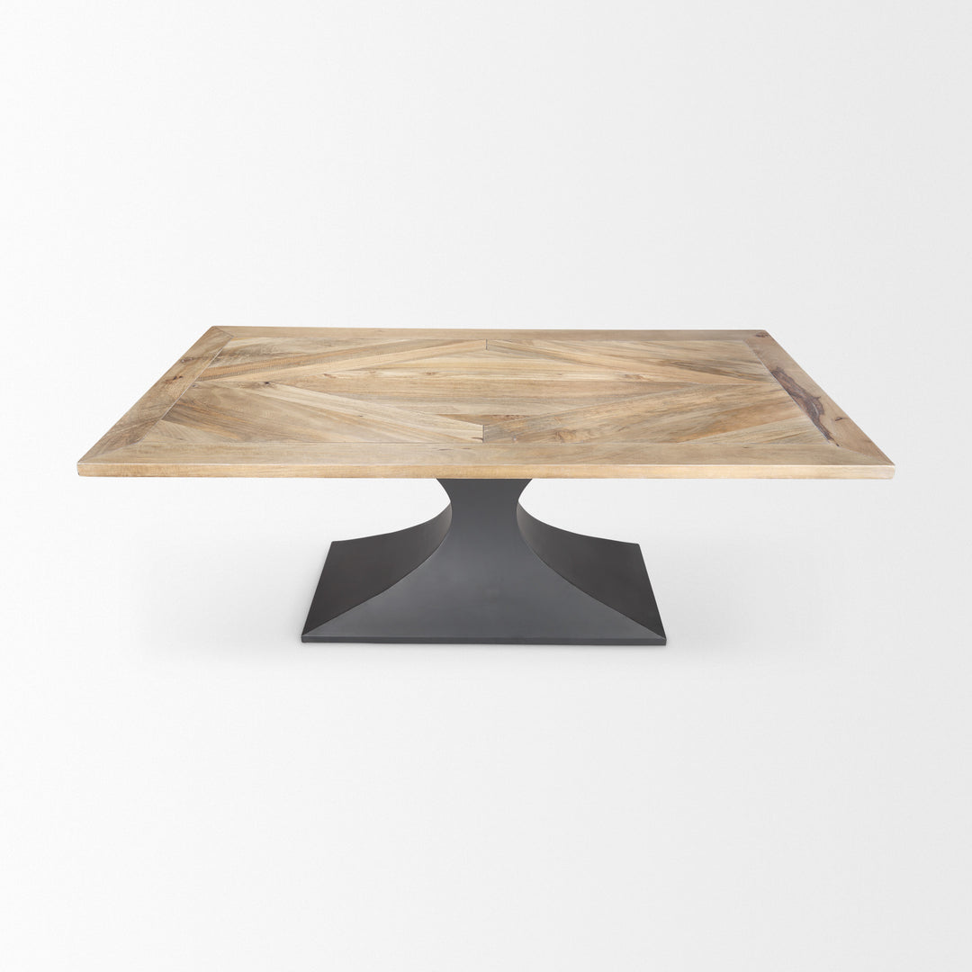 Maxton Light Brown Wood w/ Dark Gunmetal Iron Metal Dining Table Dining Room Mercana