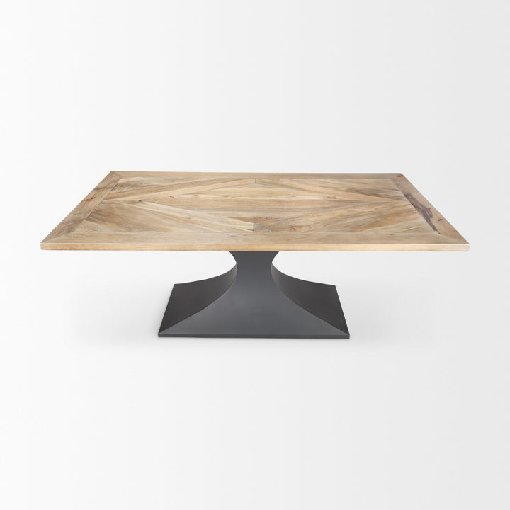 Maxton Light Brown Wood w/ Dark Gunmetal Iron Metal Dining Table Dining Room Mercana