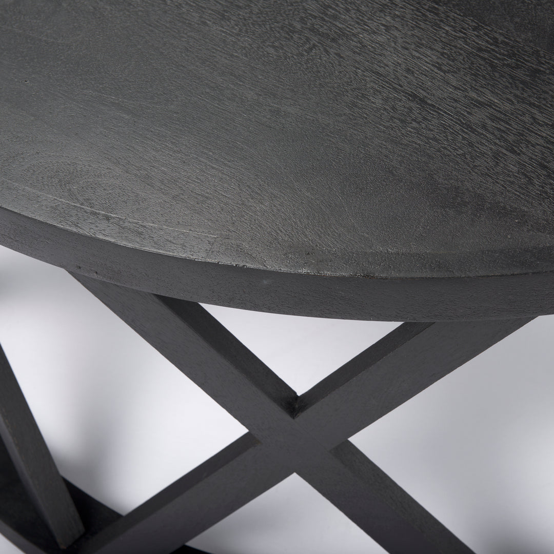 Forsey Black Solid Wood Round Coffee Table Living Room Mercana