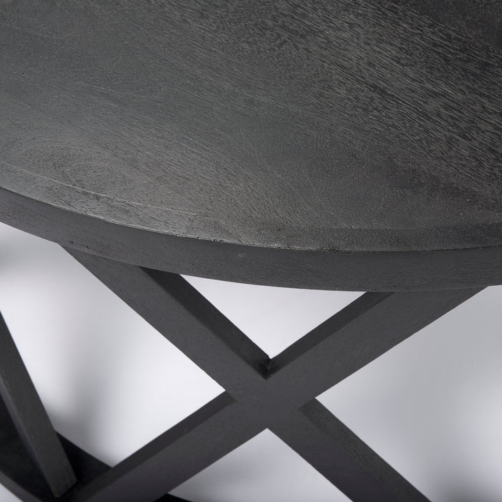 Forsey Black Solid Wood Round Coffee Table Living Room Mercana