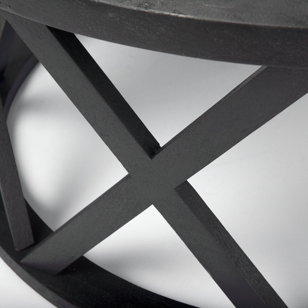 Forsey Black Solid Wood Round Coffee Table Living Room Mercana