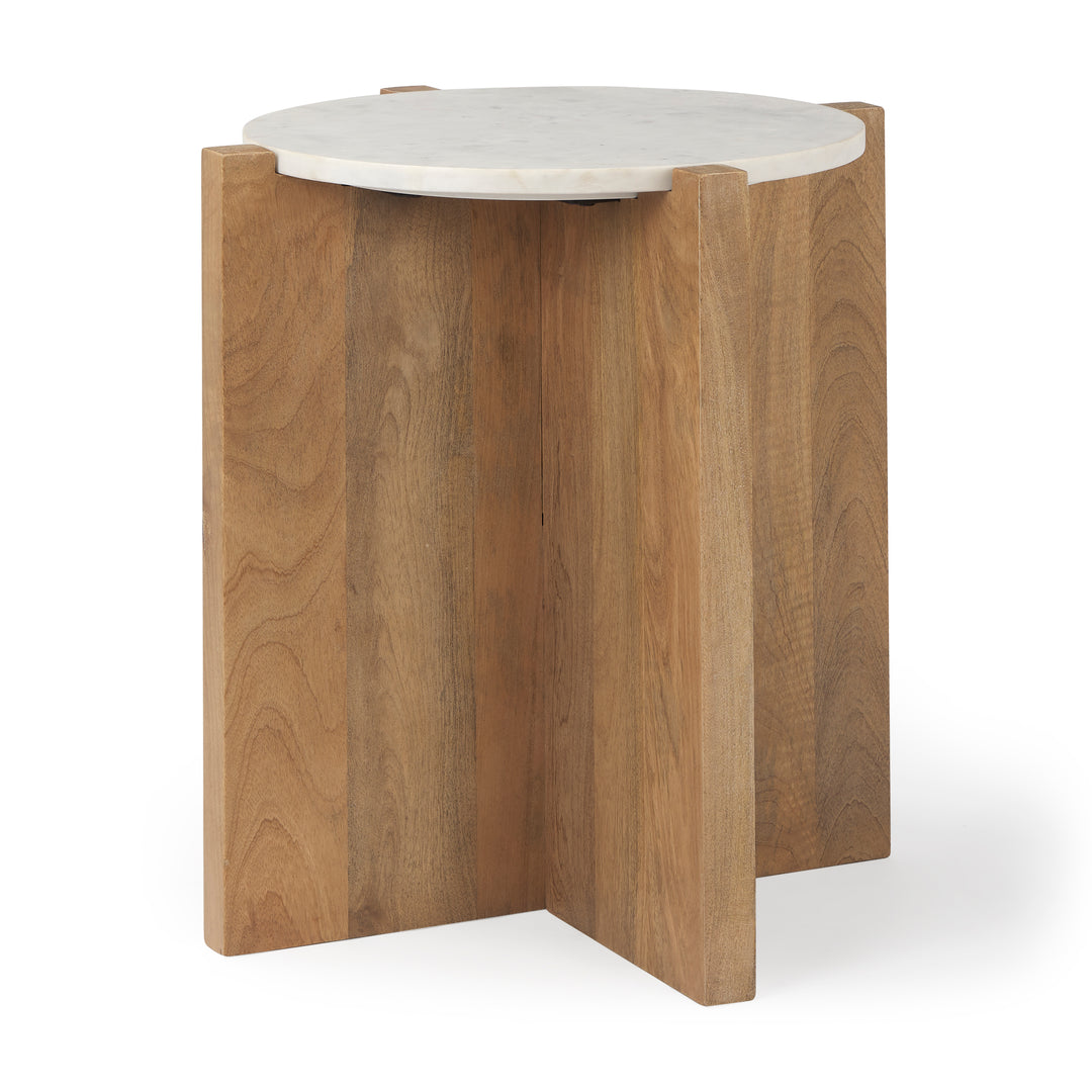 Bianca Wood and Marble Accent Table Dining Room Mercana