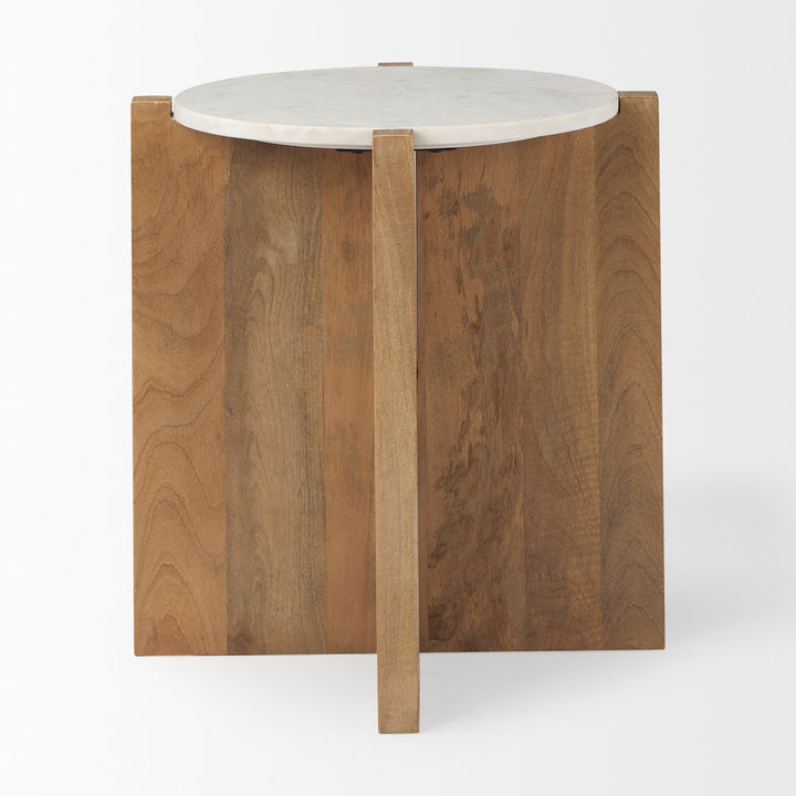 Bianca Wood and Marble Accent Table Dining Room Mercana