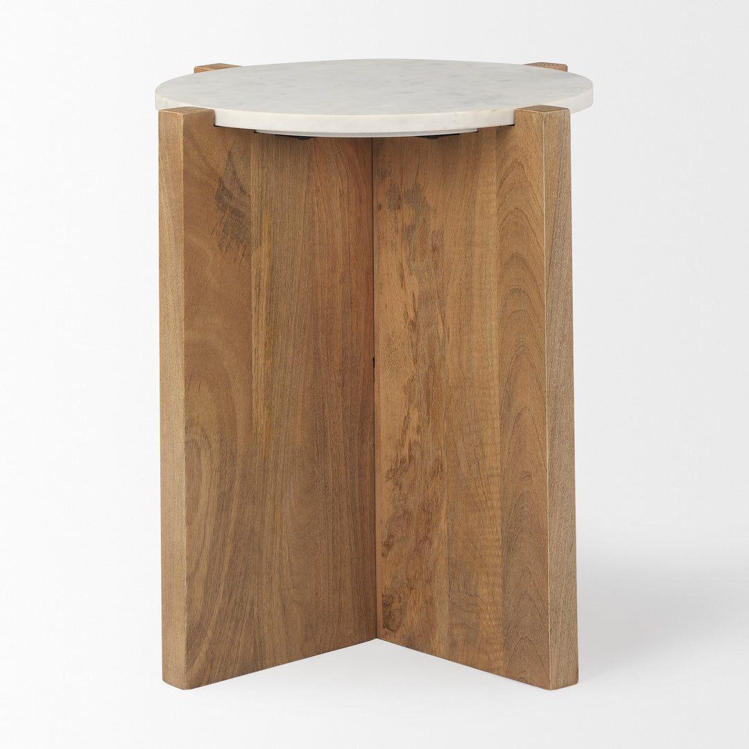 Bianca Wood and Marble Accent Table Dining Room Mercana