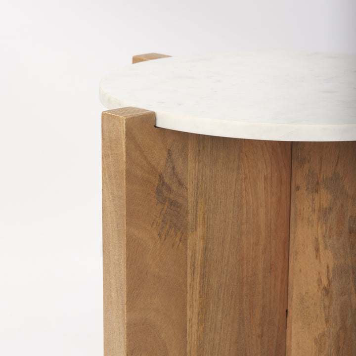 Bianca Wood and Marble Accent Table Dining Room Mercana