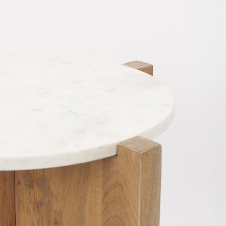 Bianca Wood and Marble Accent Table Dining Room Mercana