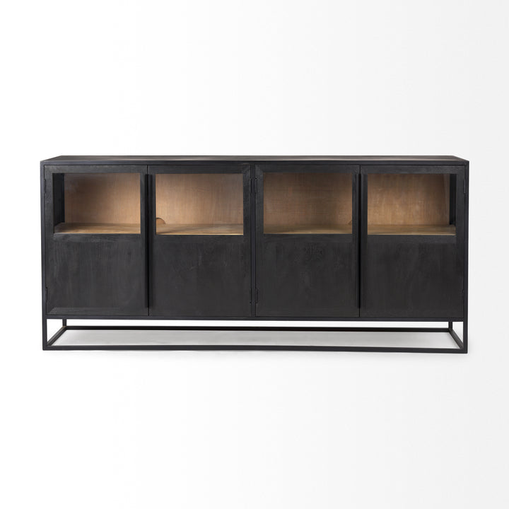 Sloan Black Wood W/Black Metal Frame Sideboard Bedroom Mercana
