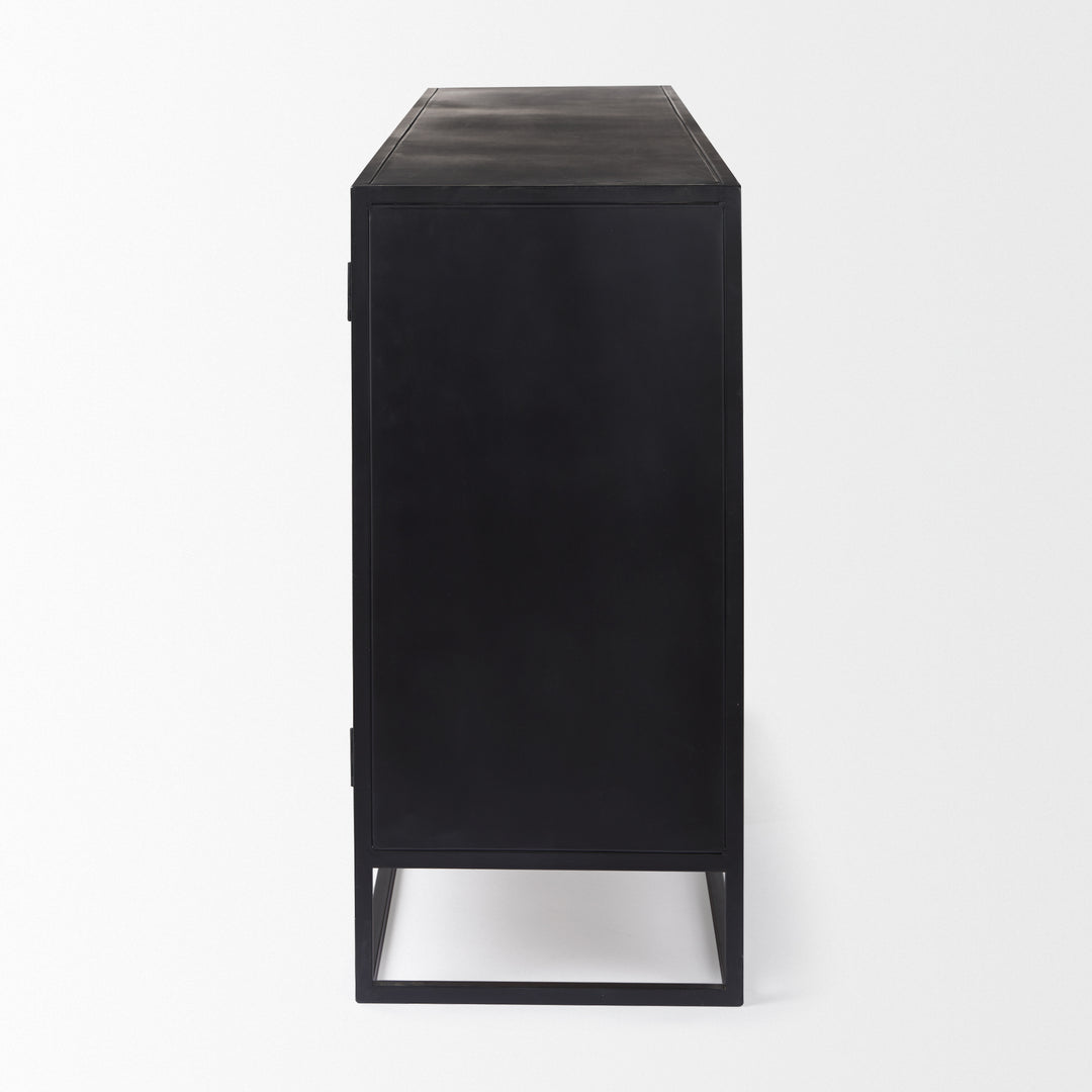 Sloan Black Wood W/Black Metal Frame Sideboard Bedroom Mercana