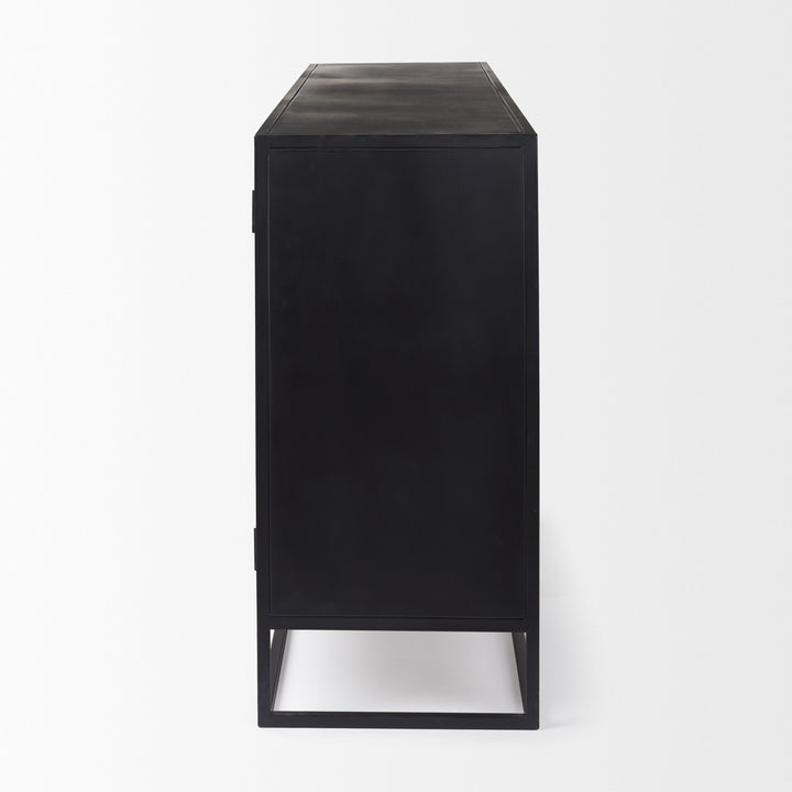 Sloan Black Wood W/Black Metal Frame Sideboard Bedroom Mercana