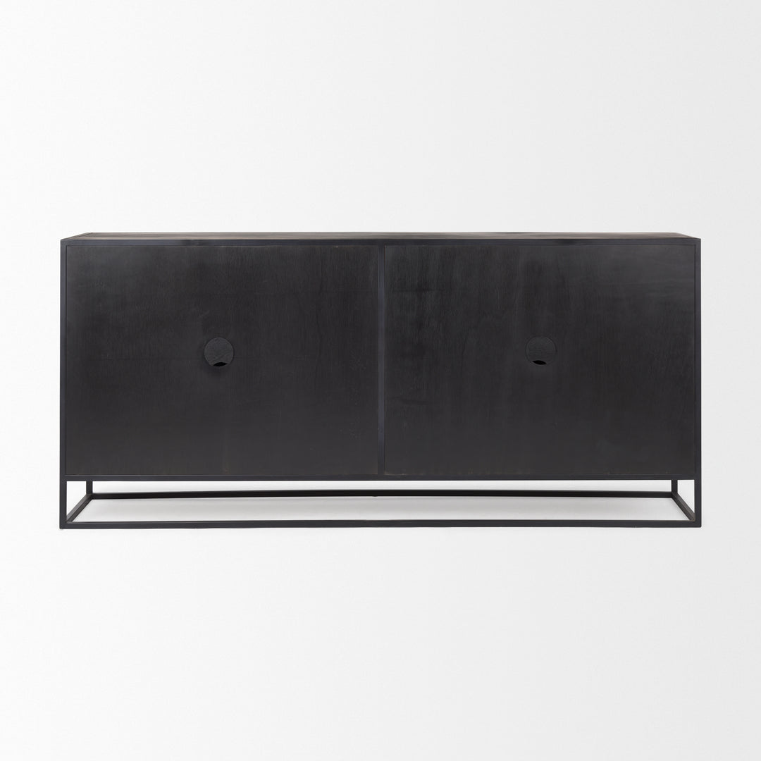 Sloan Black Wood W/Black Metal Frame Sideboard Bedroom Mercana