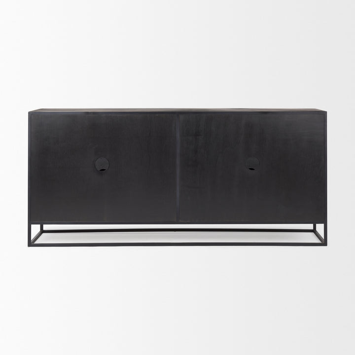Sloan Black Wood W/Black Metal Frame Sideboard Bedroom Mercana