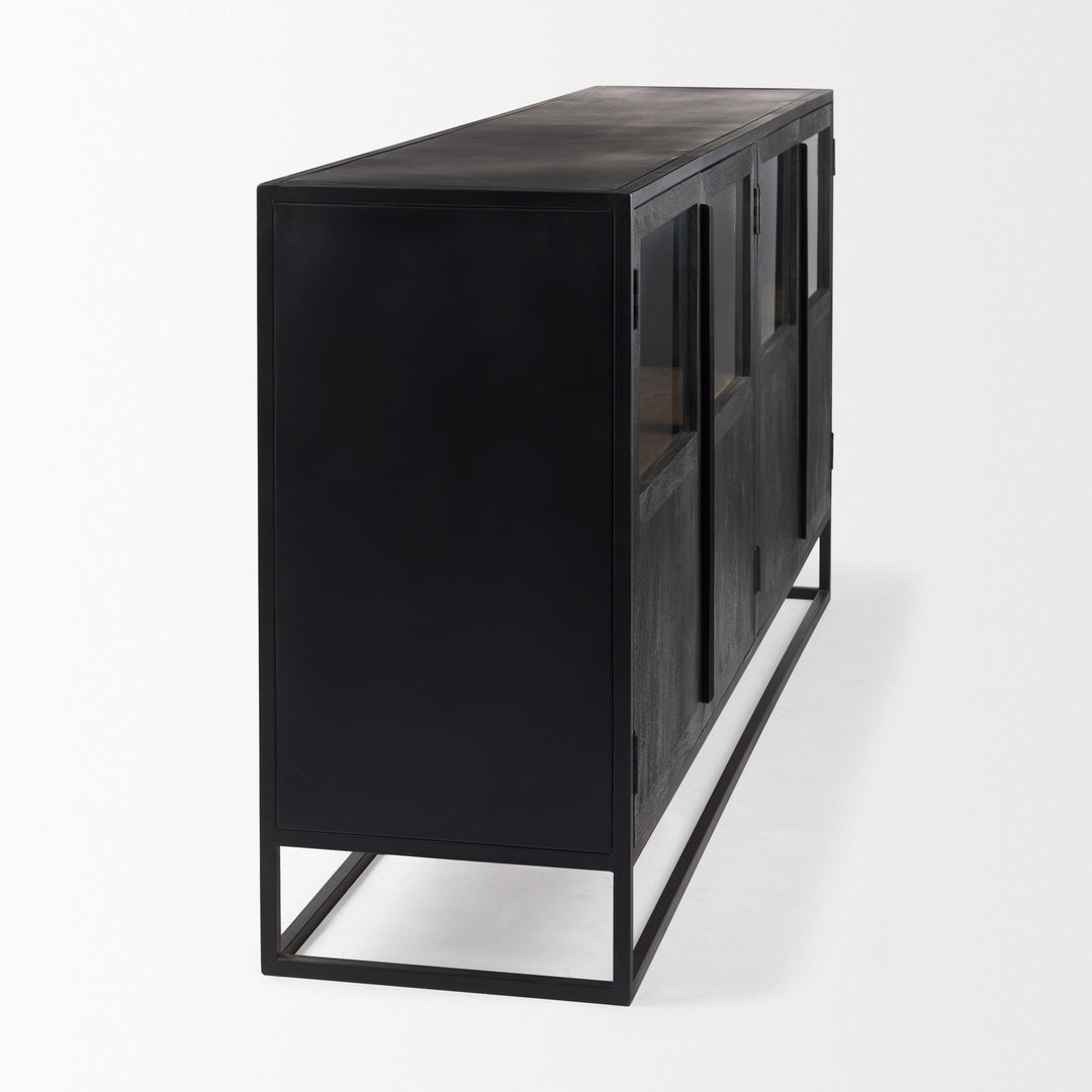 Sloan Black Wood W/Black Metal Frame Sideboard Bedroom Mercana