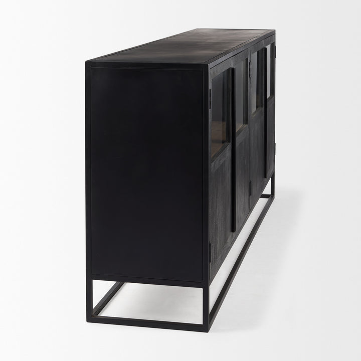 Sloan Black Wood W/Black Metal Frame Sideboard Bedroom Mercana
