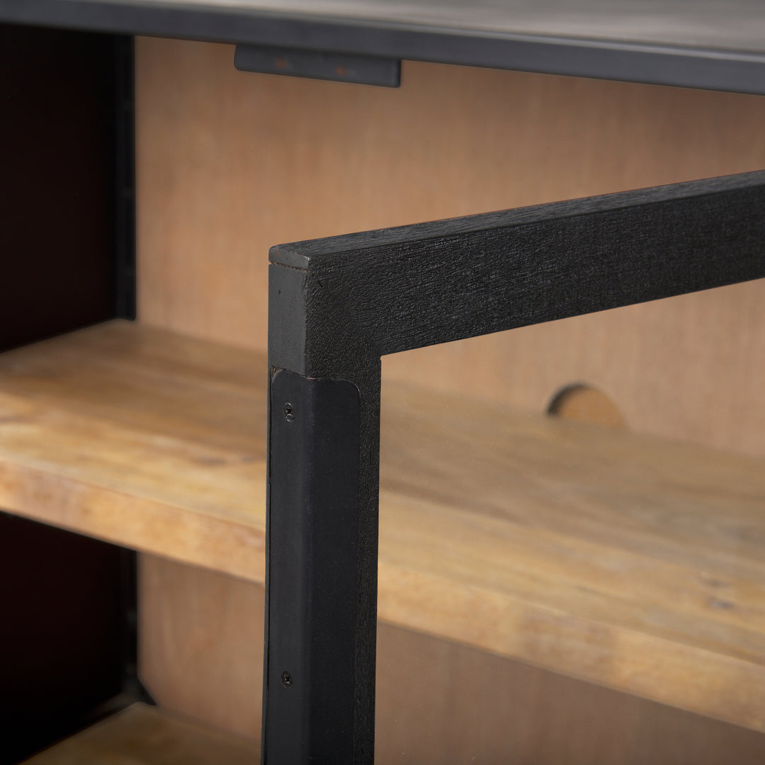 Sloan Black Wood W/Black Metal Frame Sideboard Bedroom Mercana