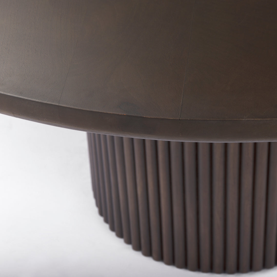 Terra Dark Brown Wood Round Fluted Dining Table Dining Room Mercana