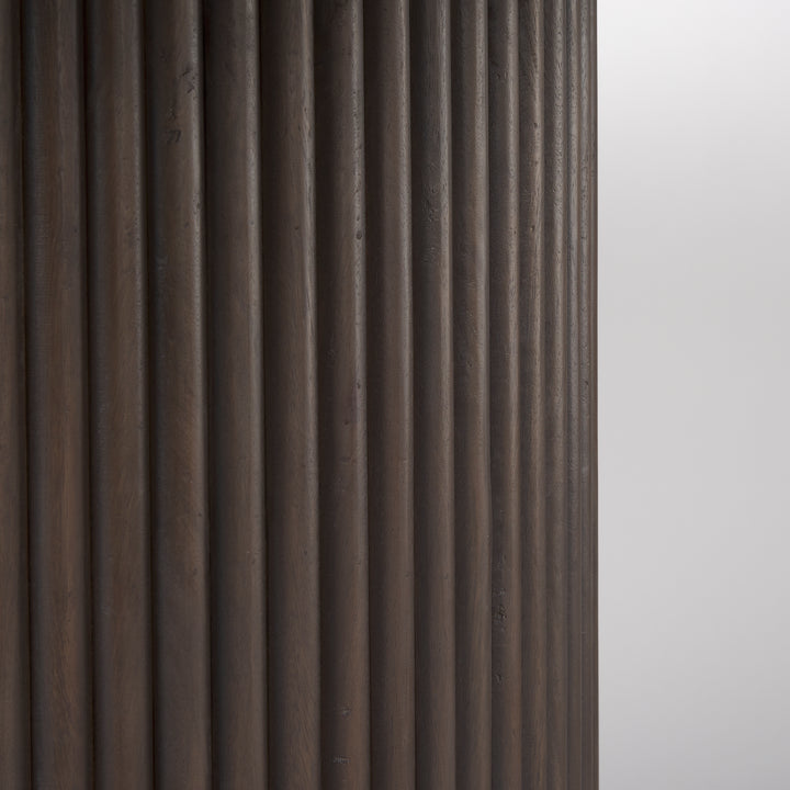 Terra Dark Brown Wood Round Fluted Dining Table Dining Room Mercana