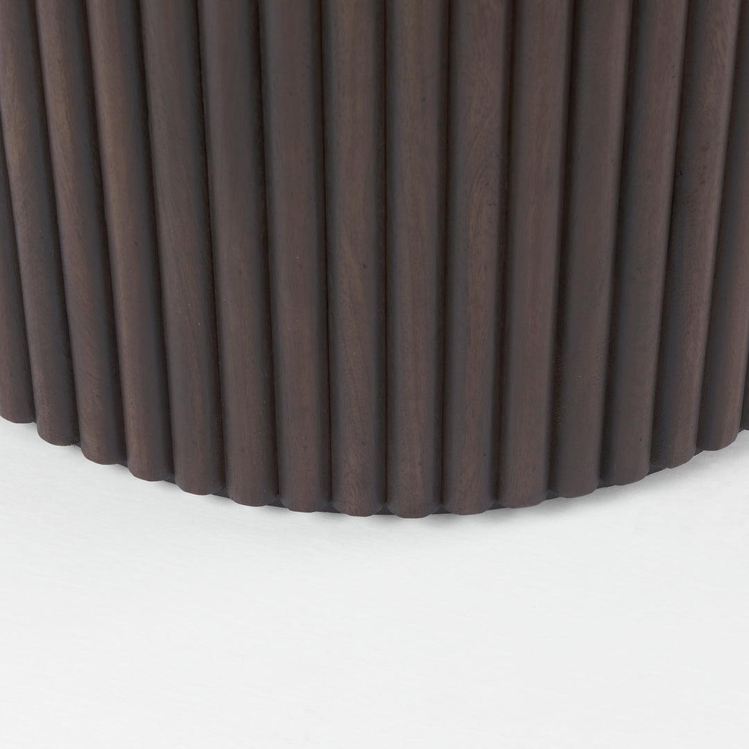 Terra Dark Brown Wood Round Fluted Dining Table Dining Room Mercana