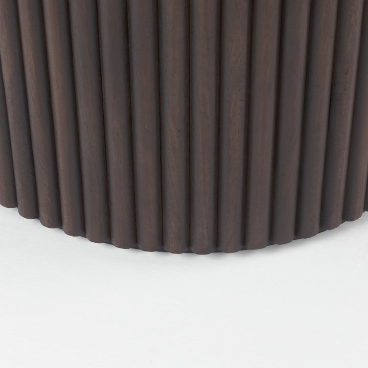 Terra Dark Brown Wood Round Fluted Dining Table Dining Room Mercana