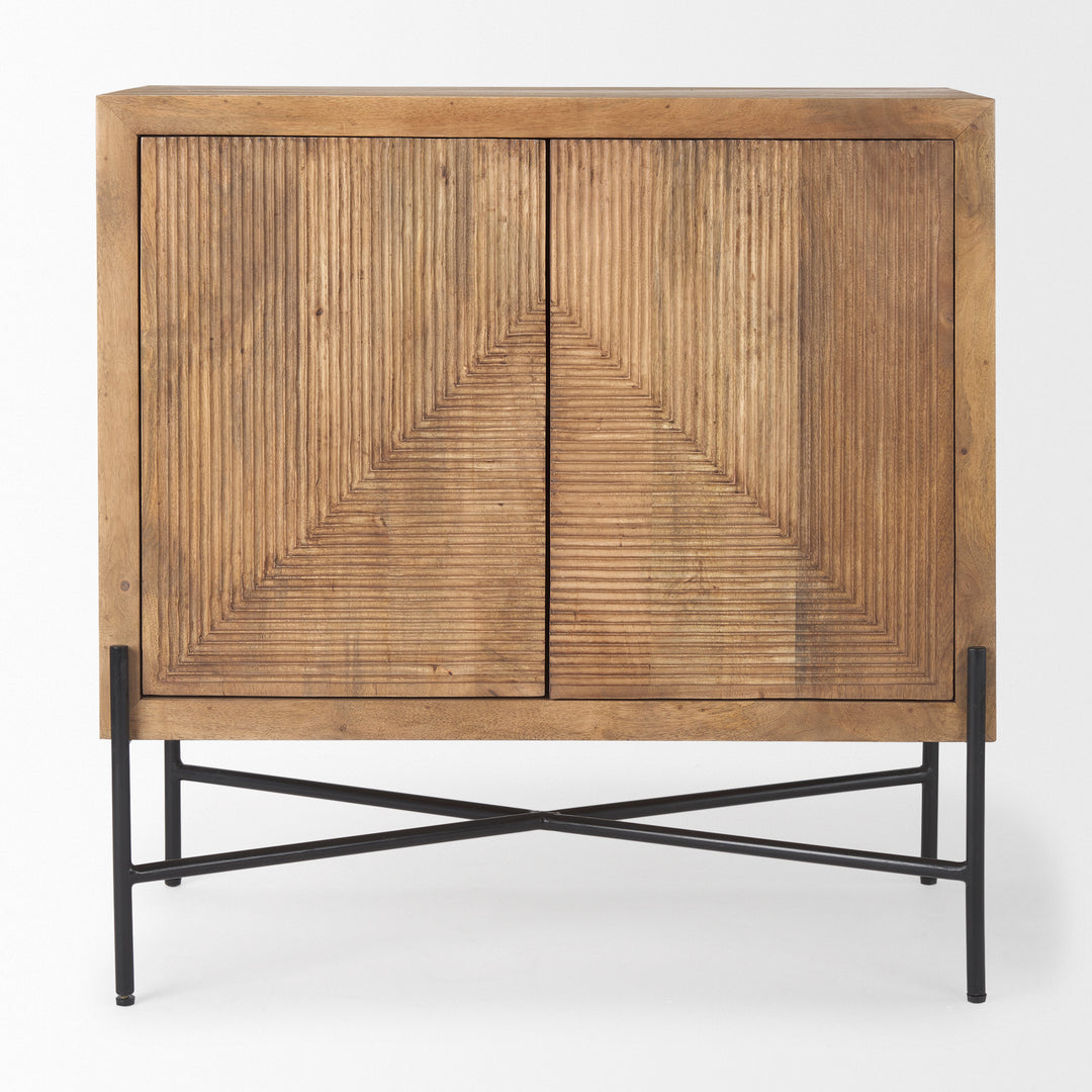 Cairo 2 Door Wood and Metal Cabinet Decor Mercana