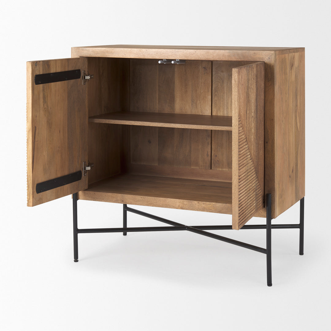 Cairo 2 Door Wood and Metal Cabinet Decor Mercana