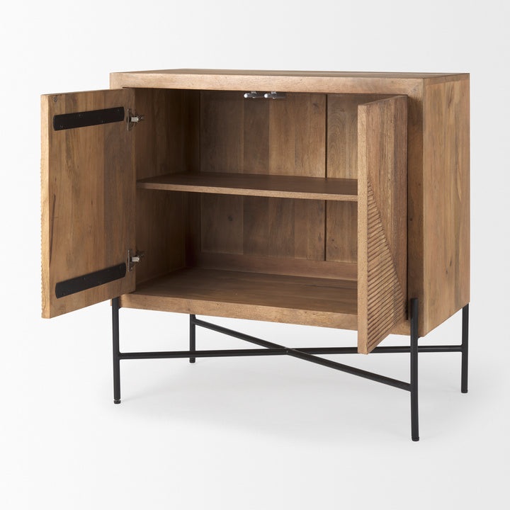 Cairo 2 Door Wood and Metal Cabinet Decor Mercana