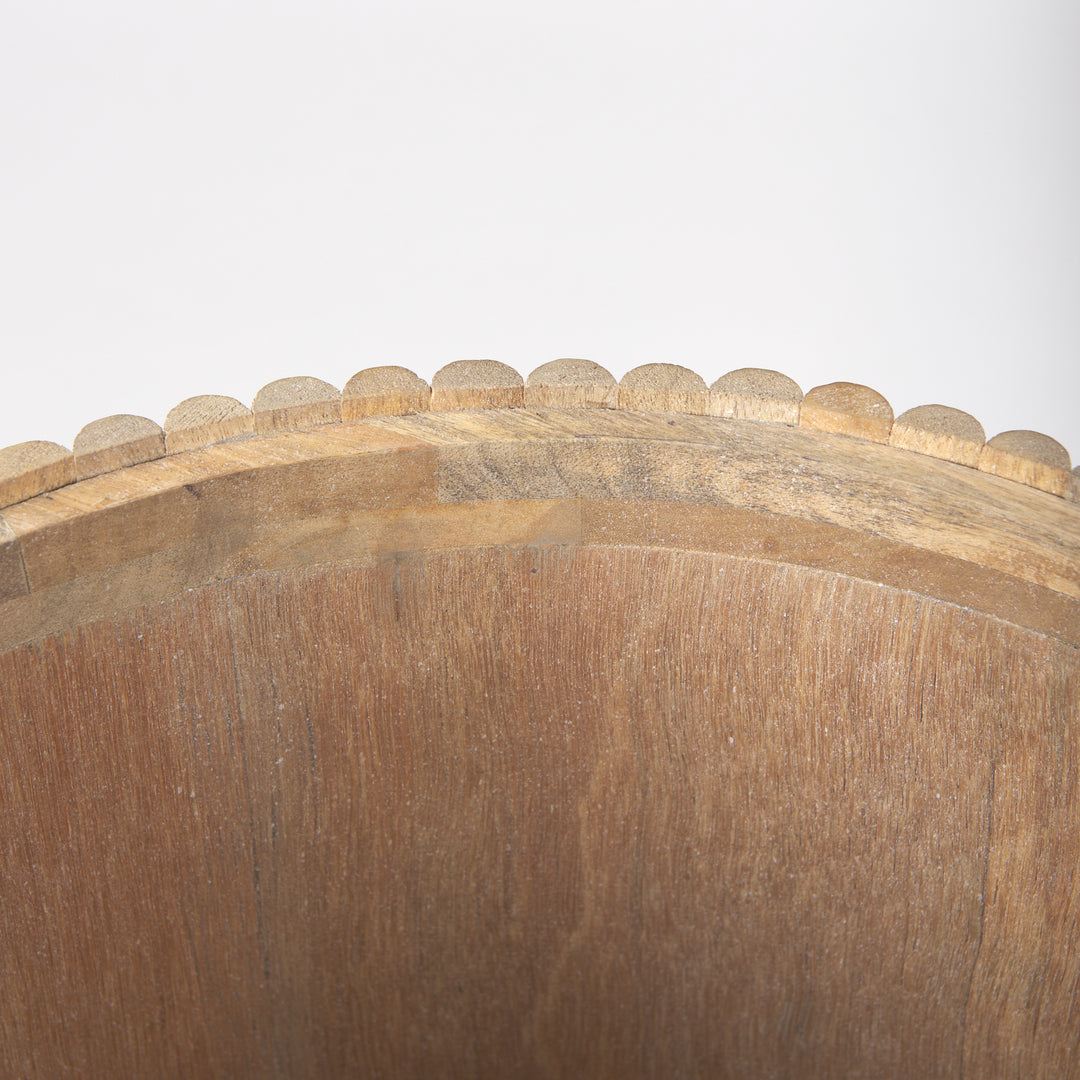 Terra Light Brown Wood Fluted Round Side Table Living Room Mercana
