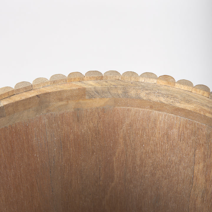 Terra Light Brown Wood Fluted Round Side Table Living Room Mercana