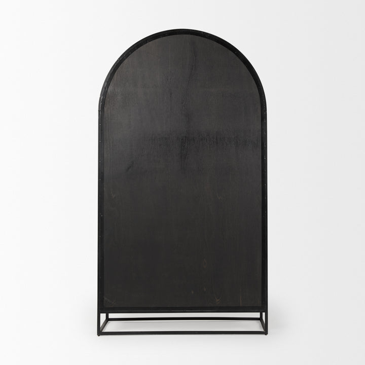 Sloan 85.5H Black Wood W/Black Metal Frame Arch Cabinet Decor Mercana
