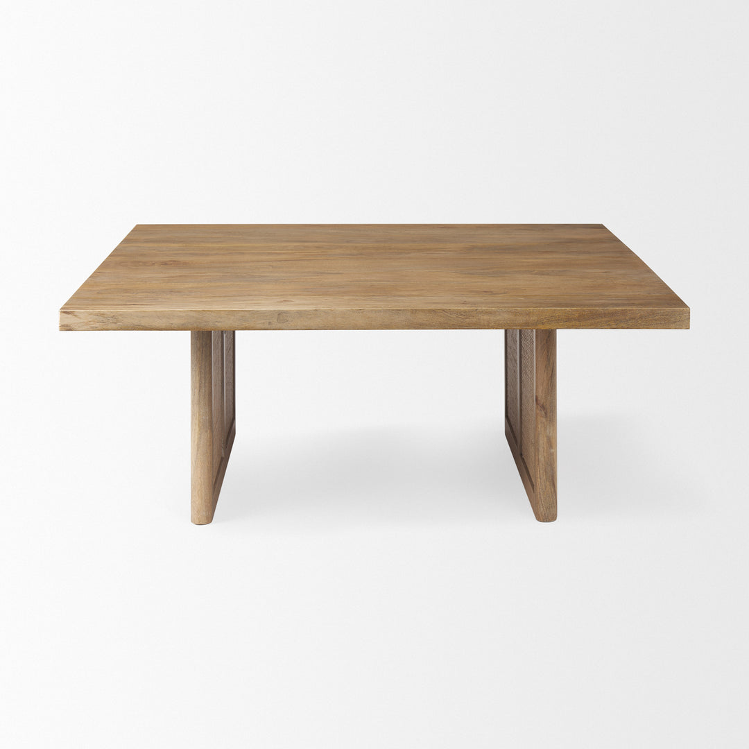 Grier 42" Square Light Brown Wood w/ Cane Coffee Table Living Room Mercana
