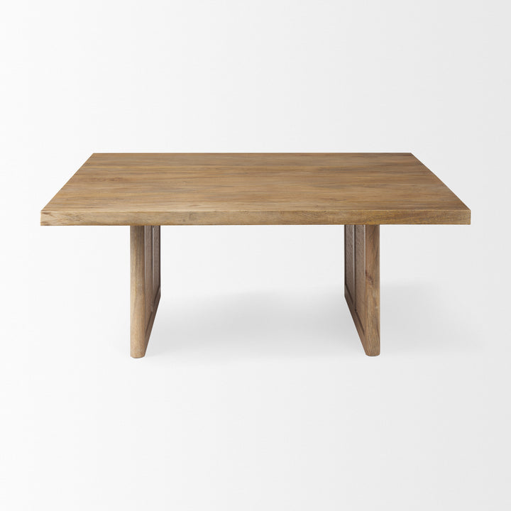 Grier 42" Square Light Brown Wood w/ Cane Coffee Table Living Room Mercana