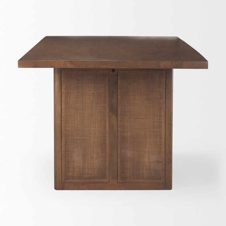 Grier 84" Medium Brown Wood w/ Cane Dining Table Dining Room Mercana