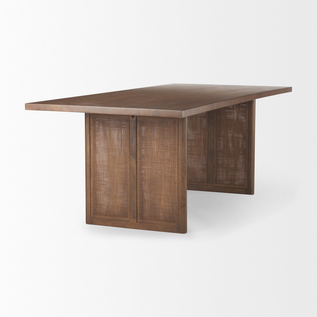 Grier 84" Medium Brown Wood w/ Cane Dining Table Dining Room Mercana