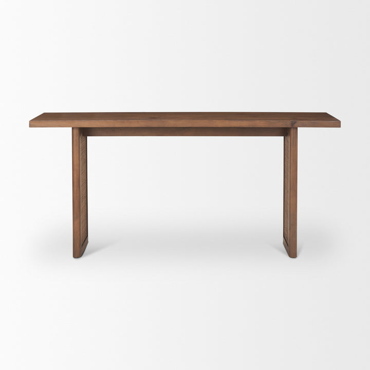 Grier 65" Medium Brown Solid Wood w/ Cane Console Table Dining Room Mercana