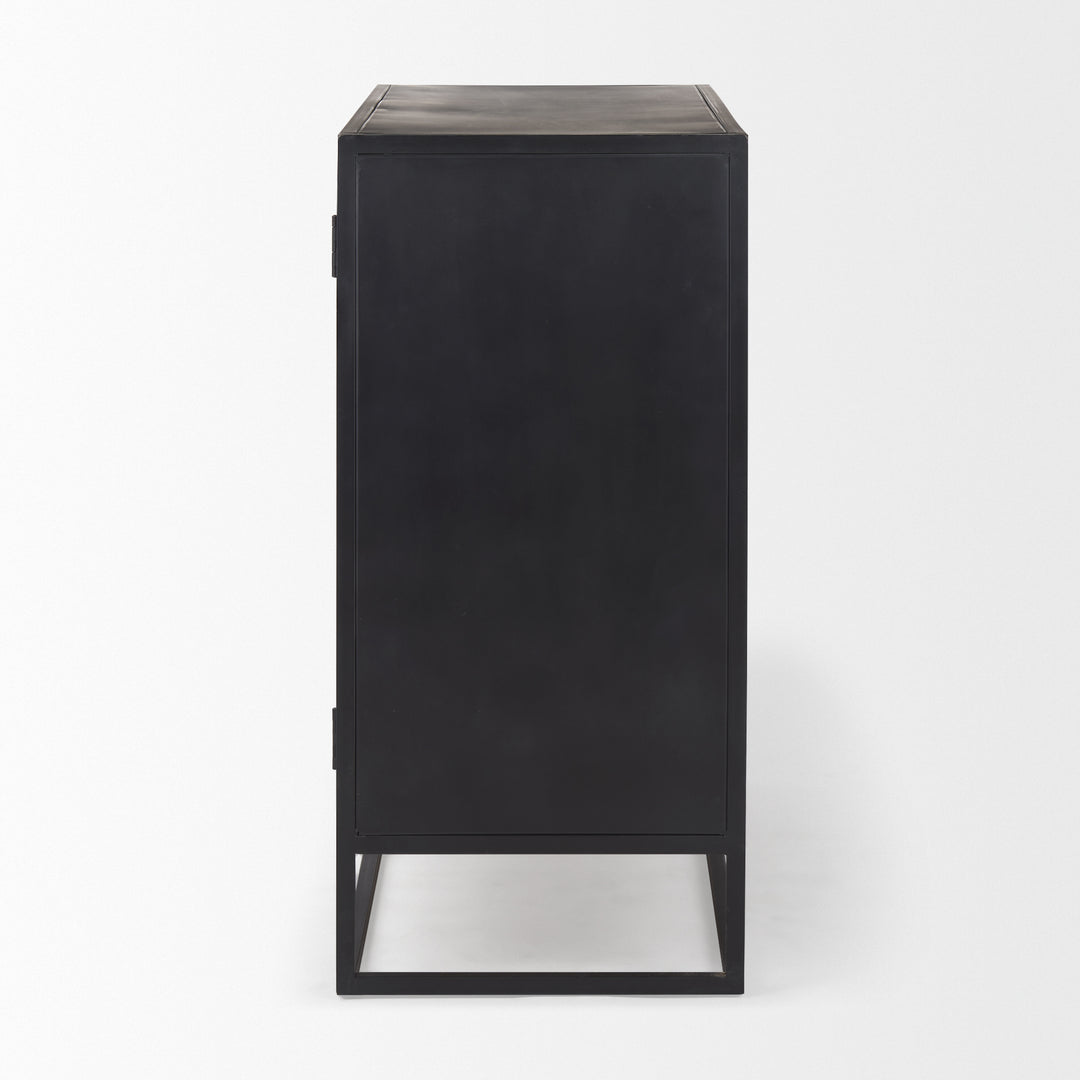 Sloan Black Wood W/Black Metal Frame Accent Cabinet Decor Mercana