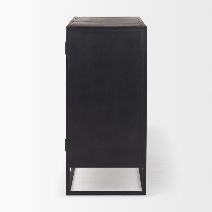 Sloan Black Wood W/Black Metal Frame Accent Cabinet Decor Mercana