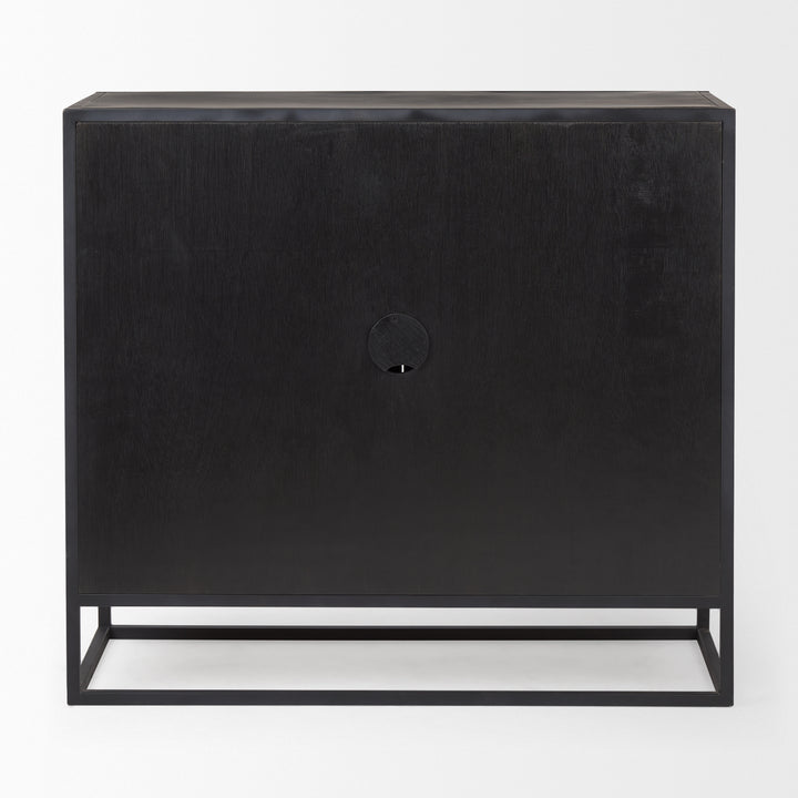 Sloan Black Wood W/Black Metal Frame Accent Cabinet Decor Mercana