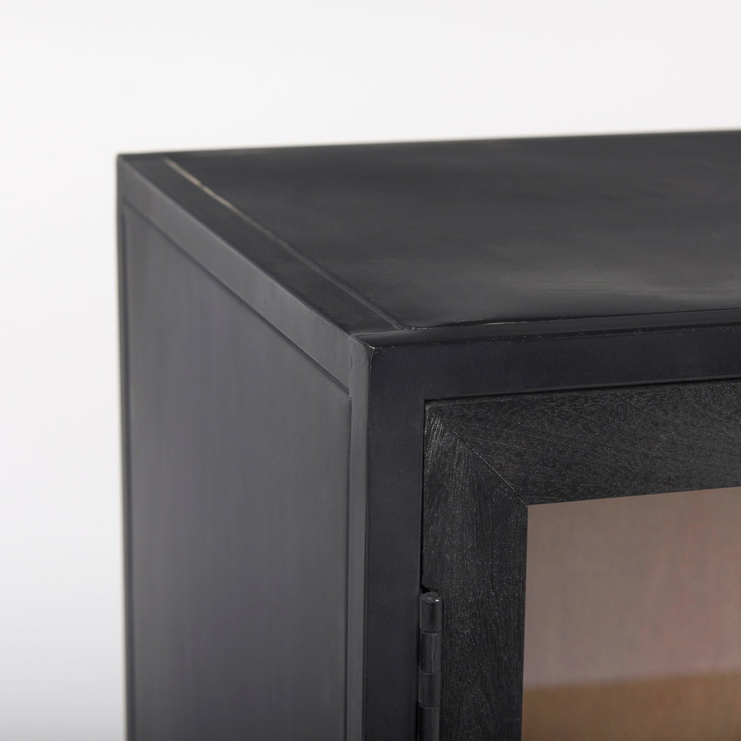 Sloan Black Wood W/Black Metal Frame Accent Cabinet Decor Mercana