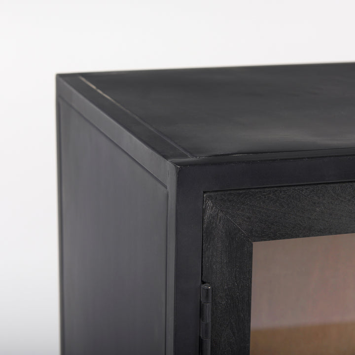Sloan Black Wood W/Black Metal Frame Accent Cabinet Decor Mercana