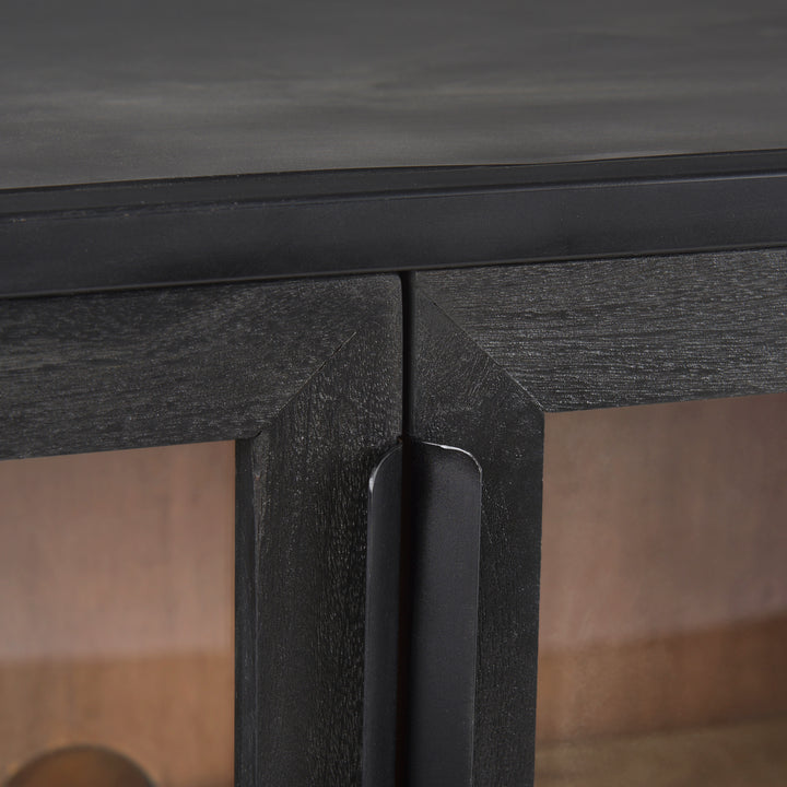 Sloan Black Wood W/Black Metal Frame Accent Cabinet Decor Mercana